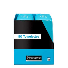 Load image into Gallery viewer, Neutrogena HydroBoost Facial Cleansing &amp; Makeup Remover Wipes with Hyaluronic Acid, Hydrating Pre-Moistened Face Towelettes to Cleanse &amp; Remove Dirt, Makeup &amp; Impurities, Twin Pack, 25 ct
