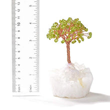 Load image into Gallery viewer, KALIFANO Natural Mini Peridot (100+ Gemstone Count!) Chakra Crystal Tree with Quartz Cluster Base - Bonsai Feng Shui Money Tree for Stress Relief and Inner Growth
