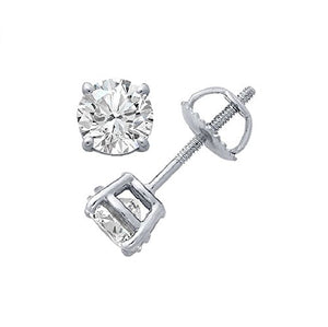 PARIKHS Round Diamond stud Plus Quality Screw Back 14K White Gold (0.25 ctw)