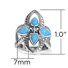 Load image into Gallery viewer, American West Sterling Silver Blue Turquoise Gemstone Cross Ring Size 7
