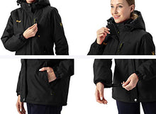 Load image into Gallery viewer, YSENTO Women&#39;s Fleece Ski Jacket Waterproof Windproof Mountain Raincoat Warm Snow Jacket Black Size M
