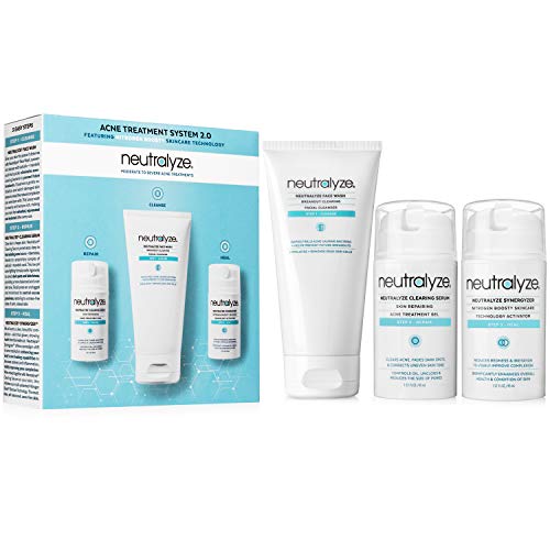 Neutralyze Moderate To Severe Acne Treatment Kit 2.0 | Maximum Strength Acne Treatment System Includes Face Wash, Clearing Serum, Synergyzer + Nitrogen Boost Skincare Technology (60 Day)