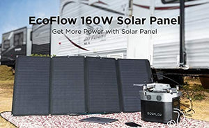 EF ECOFLOW 160 Watt Portable Solar Panel for Power Station, Foldable Solar Charger with Adjustable Kickstand, Waterproof IP67 for Outdoor Camping RV Off Grid System