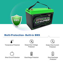 Load image into Gallery viewer, 12V 100Ah LiFePO4 Battery Built-in BMS Lithium Iron Phosphate Deep Cycle Battery Pack for Trolling Motor, Solar Energy Storage, RV, Camper, Marine, Home Backup, Off-Grid System, Lead Acid Replacement
