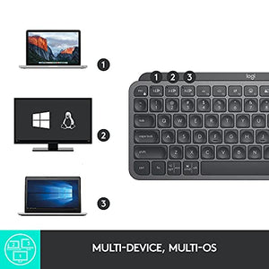 Logitech MX Keys Mini Minimalist Wireless Illuminated Keyboard, Compact, Bluetooth, Backlit, USB-C, Compatible with Apple macOS, iOS, Windows, Linux, Android, Metal Build - Graphite
