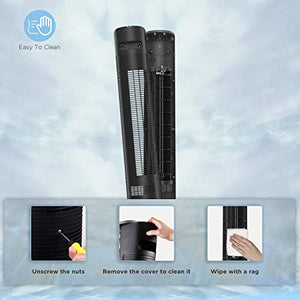 PELONIS Oscillating Tower Fan with Remote Control 40’’ Quiet Stand Up Fan with 3 Speed Settings and 3 Modes 15-Hour Timer LED Display for Bedroom Home Office Use, Black