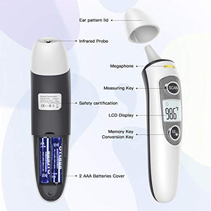 Infrared Thermometer for Adults,Forehead and Ear Thermometer for Fever, Babies, Children, Adults, Indoor and Outdoor Use