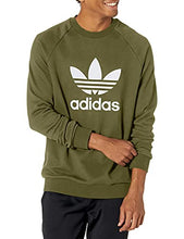 Load image into Gallery viewer, adidas Originals Men's Adicolor Trefoil Crew Neck, Focus Olive/White, X-Large
