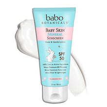Load image into Gallery viewer, Babo Botanicals Baby Skin Mineral Sunscreen Lotion SPF 50 with 100% Zinc Oxide Active, Non-Greasy, Water-Resistant, Reef-Friendly, Fragrance-Free, Vegan - 3 oz.
