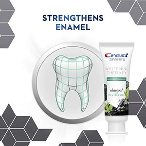 Crest Charcoal 3D White Toothpaste, Whitening Therapy, with Tea Tree Oil, Refreshing Mint flavor, 4.1 oz, Pack of 3