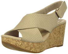 Load image into Gallery viewer, Clarks Women's Annadel Parker Wedge Sandal, Sand Suede, 9.0 M US
