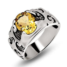 Load image into Gallery viewer, Natural 2ct Golden Citrine 925 Solid Sterling Silver Unisex Ring Size 7.25
