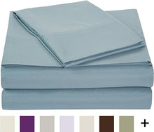 Load image into Gallery viewer, AmazonBasics Lightweight Super Soft Easy Care Microfiber Sheet Set with 16&quot; Deep Pockets - Twin XL, Spa Blue, 4-Pack
