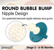 Load image into Gallery viewer, SMOOCH Pacifier Teething Toys for Babies 6-12 Months - Silicone Baby Teether Toy - Soothe Infant Sore Gums - Soft &amp; Safe Hands-Free Freezable Teething Relief - Honeycomb Bubble Bump (Blue)

