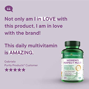 Women’s Perfect Multi by Purity Products - Balanced Multivitamin - Supports Urinary Tract Health, Immune, Bone + Muscle, Hair, Skin, Nails, an Elite Probiotic for Digestive Health + More - 120 Tablets