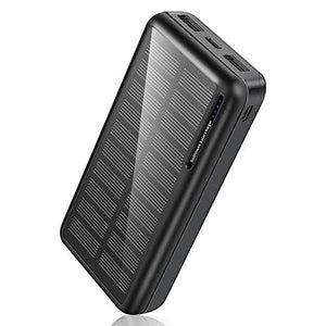 Solar Power Bank 30,000mAh, Minrise Portable Charger, Solar Charger Power Bank with 2 USB Outputs, External Battery Pack for Outdoor Activities Compatible for iPhone, Smartphones etc.
