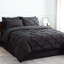 Load image into Gallery viewer, Bedsure Black Twin Comforter Set Kids - 6 Pieces Pintuck Black Bed Set Twin, Pinch Pleat Black Twin Bedding Sets with Comforters, Sheets, Pillowcases &amp; Shams
