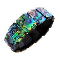Load image into Gallery viewer, Swimmi Natural Abalone Shell Stretch Cuff Bracelet 6 to 8 inch Stretchable Handmade Women Jewelry DA492-BB Rainbow
