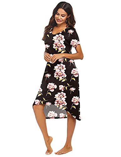 Load image into Gallery viewer, Ekouaer Women's Nightgown Sleepwear Short Sleeves Shirt Casual Sleepdress