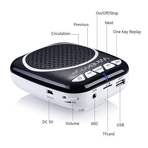 Load image into Gallery viewer, WinBridge WB001 Rechargeable Ultralight Portable Voice Amplifier Waist Support MP3 Format Audio for Tour Guides, Teachers, Coaches, Presentations, Costumes, Etc.-Black