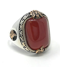 Load image into Gallery viewer, KAR 925K Stamped Sterling Silver Agate (Aqeeq) Men&#39;s Ring K41B (9.75)
