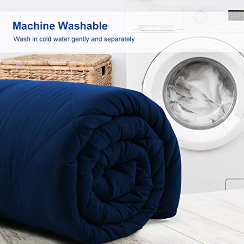 Load image into Gallery viewer, INGALIK All Season California King Size Soft Down Alternative Comforter - Quilted Duvet Insert with Corner Tabs - Winter Warm - Machine Washable (Navy Blue, Cal King (96×104inches))