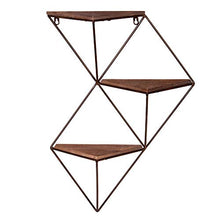 Load image into Gallery viewer, Three Step Wood and Metal Geometric Triangle Wall Shelf

