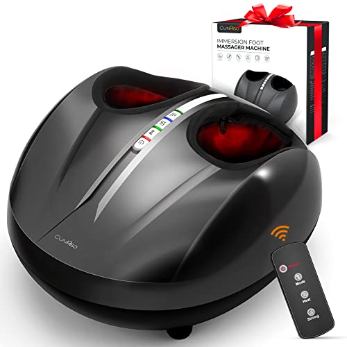 Cunmiso Life Foot Massager Machine With 2 Heat Modes & Remote, All-Round Shiatsu Foot Massager With Deep Kneading & Air Compression For Tired Muscles & Plantar Fasciitis, Fits Up To Men Size 12.5