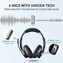 Load image into Gallery viewer, Bluetooth Headset with Microphone, eMeet ENC Noise Cancelling Headphones with 4 Mics, All Day Battery &amp; Comfortable Design PC Headset, Dual-Bluetooth/Dongle/USB Connection for PC/Mac/Tablet/Cell Phone
