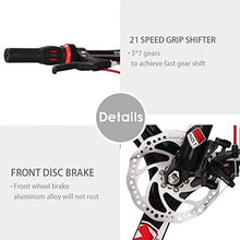 Load image into Gallery viewer, PanAme Mountain Bike 26 Inches Outroad 21 Speed Suspension Fork Anti-Slip Bicycle with Dual Disc Brake and High Carbon Steel Frame for Men and Women, Red
