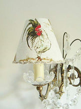 Load image into Gallery viewer, 3 Chickens fabric chandelier lampshades for sconce or wall light, Handmade with French country style rooster and hen motifs 4.3 x 5.1 ins
