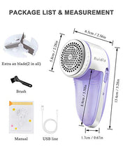 Load image into Gallery viewer, Ruidla Fabric Shaver Defuzzer, Electric Lint Remover, Rechargeable Sweater Shaver with Replaceable Stainless Steel 3-Blades, Dual Protection, Removable Bin, Easy Remove Fuzz, Lint, Pills, Bobbles
