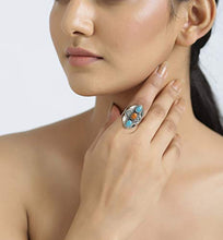 Load image into Gallery viewer, YoTreasure Turquoise Solid 925 Sterling Silver 3 Stone Designer Ring Jewelry
