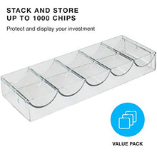 Load image into Gallery viewer, Brybelly Clear Acrylic Poker Chip Tray | for Standard Size Chips &amp; Clay Chips | Each Tray Holds 100 Chips | 10 Trays - No Lids
