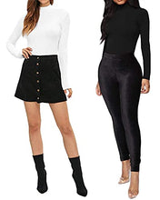 Load image into Gallery viewer, MANGOPOP Women&#39;s Mock Turtle Neck Long Sleeve Tops Bodysuit Jumpsuit (A Long Sleeve Black, Medium)

