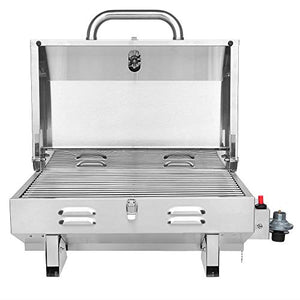 ROVSUN Portable Propane Gas Grill 12,000BTU, Tabletop Outdoor Cooking Grill for Picnic Camping Tailgating Patio Garden BBQ, Stainless Steel