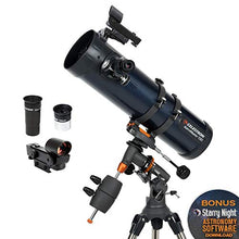 Load image into Gallery viewer, Celestron - AstroMaster 130EQ Newtonian Telescope - Reflector Telescope for Beginners - Fully-Coated Glass Optics - Adjustable-Height Tripod - BONUS Astronomy Software Package
