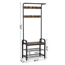 Load image into Gallery viewer, VASAGLE DAINTREE Coat Rack, Shoe Bench, Hall Tree with Storage Shelf for Entryway, Industrial Accent Furniture with Steel Frame, 3-In-1 Design, Easy Assembly, Rustic Brown and Black UHSR40B
