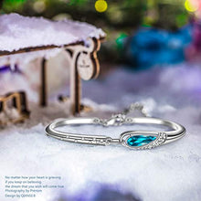 Load image into Gallery viewer, QIANSE Mothers Day Bracelets Gifts for Her for Women Bangle Bracelets Blue Swarovski Crystal White Gold Plated Bracelet Jewelry for Birthday Gift for Girlfriend Daughter Wife Girlfriend Girls
