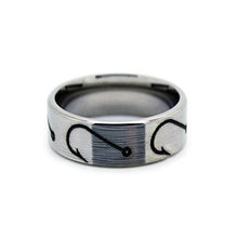 Load image into Gallery viewer, #1 Camo Fishing Hooks Ring - Fishing Wedding Band - Fish Hook Jewelry - Ring Size 12.5
