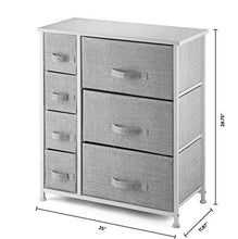 Load image into Gallery viewer, 7 Drawers Dresser - Furniture Storage Tower Unit for Bedroom, Hallway, Closet, Office Organization - Steel Frame, Wood Top, Easy Pull Fabric Bins Gray/White
