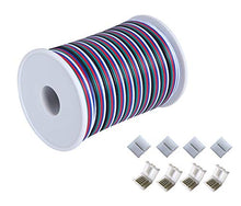Load image into Gallery viewer, C-able 65.6ft(20m) RGBW Wire Extension Cable with Spool, 12V RGBW 5Pin Led Lights Wires Strip Kit Extend Wire for 5050 3528, with 8PCS RGBW Led Strip Connectors
