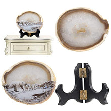 Load image into Gallery viewer, mookaitedecor Bundle - 2 Items: Dragon Blood Jasper Crystal Egg with Stone Stand &amp; Natural Agate Slice Art Print Polar Bear Table Display with Wooden Stand for Home Decor
