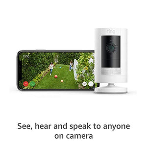 Ring Stick Up Cam Battery HD security camera with two-way talk, Works with Alexa - White
