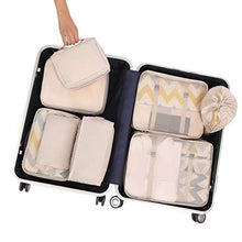 Load image into Gallery viewer, BAGAIL 8 Set Packing Cubes, Lightweight Travel Luggage Organizers with Shoe Bag, Toiletry Bag &amp; Laundry Bag (Cream)
