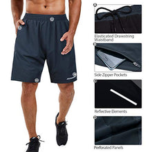 Load image into Gallery viewer, Souke Sports Men's Workout Running Shorts Quick Dry Athletic Performance Shorts Black Liner Zip Pockets (Darkgrey,Large)
