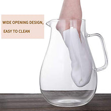 Load image into Gallery viewer, Hiware 64 Ounces Glass Pitcher with Lid / Water Pitcher with Handle - Good Beverage Carafe Pitcher for Juice, Milk, Beverage, Hot/Cold Water &amp; Iced Tea, Cleaning Brush Included
