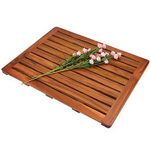 Load image into Gallery viewer, Utoplike Teak Wood Bath Mat, Shower Mat Non Slip for Bathroom, Wooden Floor Mat Square Large for Spa Home or Outdoor (24&quot;x18&quot;)
