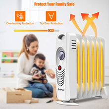 Load image into Gallery viewer, COSTWAY Oil Filled Radiator Heater, 700W Portable Space Heater with Adjustable Thermostat, Overheat Protection, Electric Heater for Bedroom, Indoor use
