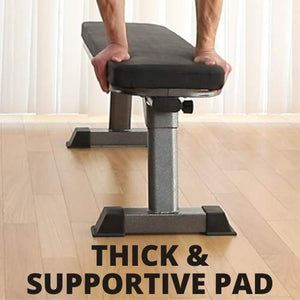 Finer Form Gym Quality Foldable Flat Bench for Multi-Purpose Weight Training and Ab Exercises